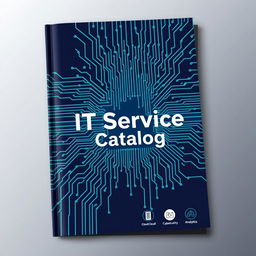 A sleek and professional cover page design for an IT service catalog