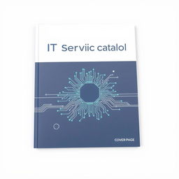 A simple yet modern cover page design for an IT service catalog, featuring a minimalist digital circuit board pattern in subtle shades of blue and green