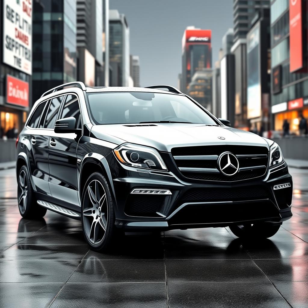 Mercedes Benz GL63 AMG with an eye-catching black and white two-tone custom paint job