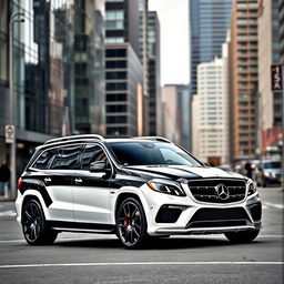 Mercedes Benz GL63 AMG with an eye-catching black and white two-tone custom paint job