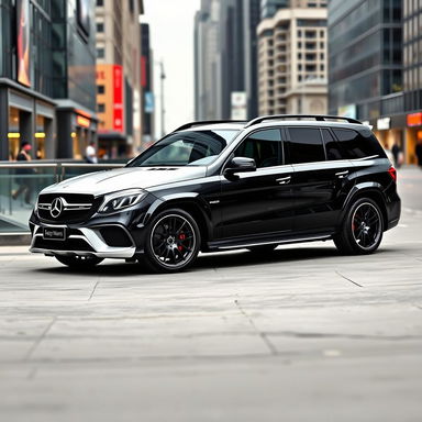 Mercedes Benz GL63 AMG with an eye-catching black and white two-tone custom paint job