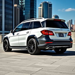 Mercedes Benz GL AMG featuring a distinctive two-tone custom paint job in black and white