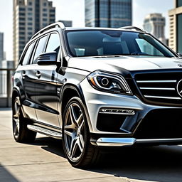 Mercedes Benz GL AMG featuring a distinctive two-tone custom paint job in black and white