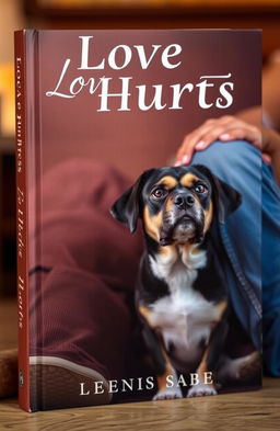 Book cover titled 'Love Hurts', featuring a soulful, expressive dog sitting attentively beside its grieving owner