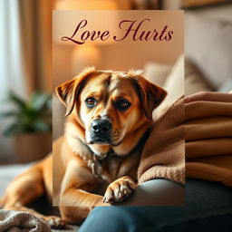 Book cover titled 'Love Hurts', showcasing an empathetic dog sitting close to its grieving owner