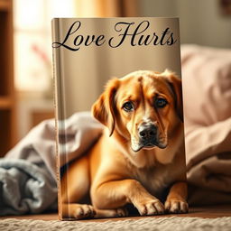 Book cover titled 'Love Hurts', showcasing an empathetic dog sitting close to its grieving owner