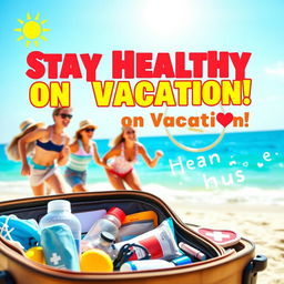 A YouTube thumbnail illustrating the theme of health while traveling on vacation