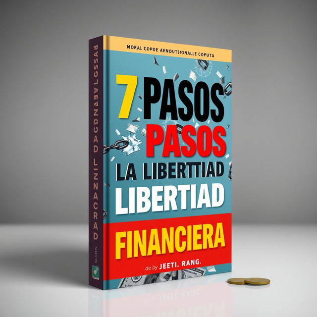 A professional book cover for "7 Pasos hacia la Libertad Financiera" with a slightly irreverent and impactful design