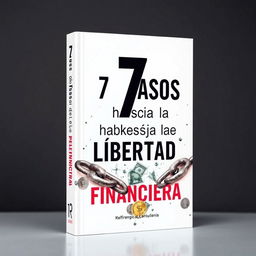 A professional book cover for "7 Pasos hacia la Libertad Financiera" with a slightly irreverent and impactful design