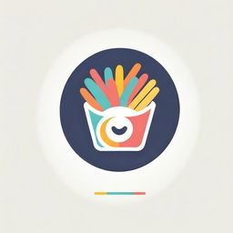 A colourful and vibrant logo featuring a plate of perfectly prepared fries, garnished with your favourite toppings and condiments, creating a mouthwatering image that encapsulates the joy of snacking.