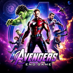 Epic Avengers: Endgame poster, featuring iconic superheroes like Iron Man, Captain America, Thor, Hulk, Black Widow, and Hawkeye in dynamic poses