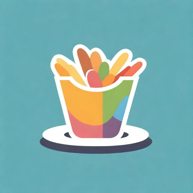 A colourful and vibrant logo featuring a plate of perfectly prepared fries, garnished with your favourite toppings and condiments, creating a mouthwatering image that encapsulates the joy of snacking.