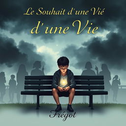 A poignant e-book cover depicting a teenage boy sitting alone on a school bench, looking down with an expression of sadness and introspection