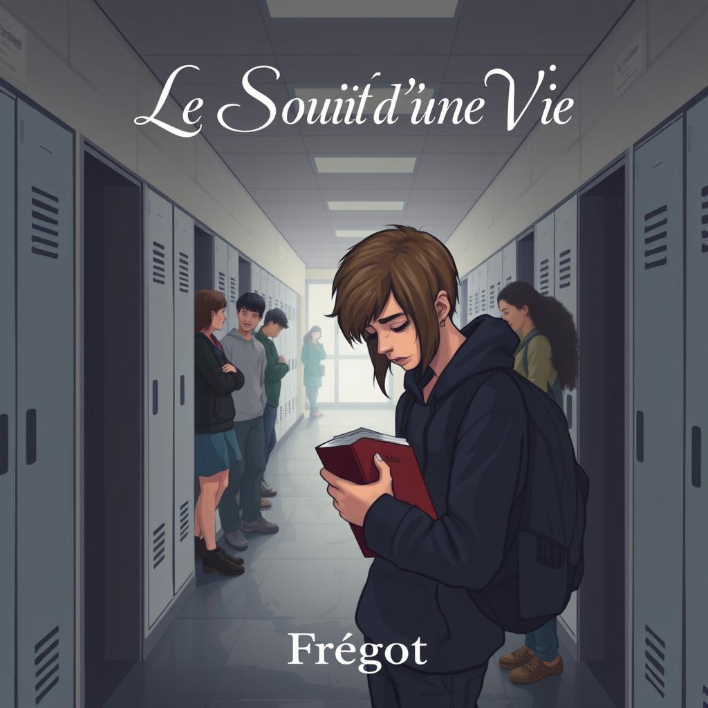 An e-book cover illustration depicting a somber scene of a teenager being bullied