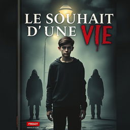 A dark and haunting book cover for a novel titled 'Le Souhait d'une Vie' by Fregot