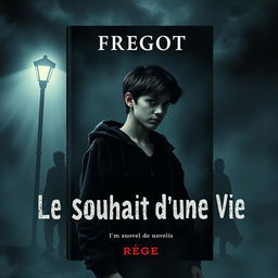 A dark and haunting book cover for a novel titled 'Le Souhait d'une Vie' by Fregot