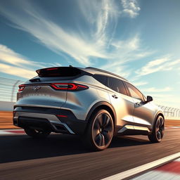 An impressive crossover utility vehicle (CUV) that creatively blends the sleek, sporty design of the Corvette C8 with the elegant features of the 2024 Buick Envista