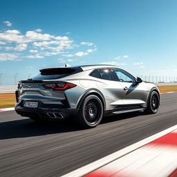 A captivating crossover utility vehicle (CUV) that brilliantly combines the sleek sports appeal of the Corvette C8 with the luxurious sophistication of the Porsche Cayenne