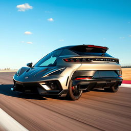 A captivating crossover utility vehicle (CUV) that brilliantly combines the sleek sports appeal of the Corvette C8 with the luxurious sophistication of the Porsche Cayenne