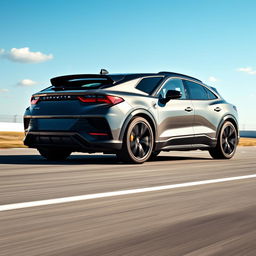 A captivating crossover utility vehicle (CUV) that brilliantly combines the sleek sports appeal of the Corvette C8 with the luxurious sophistication of the Porsche Cayenne