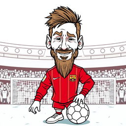 A playful caricature of Lionel Messi with exaggerated features, suitable for a coloring book