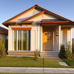 A striking and detailed front elevation of a tastefully designed house, boasting architectural features.