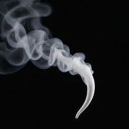 White smoke swirling elegantly against a deep black background.