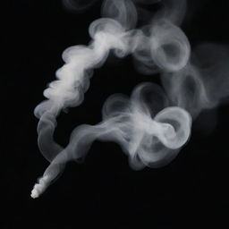 White smoke swirling elegantly against a deep black background.