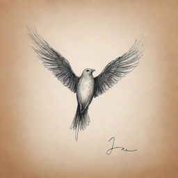 Create a minimalist sketch depicting the concept of recovery, with words symbolizing hope, strength and healing soaring upwards.