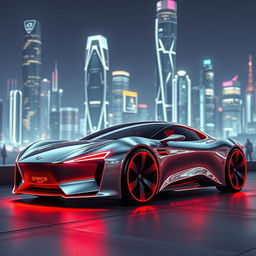 A sleek and stylish futuristic car with a streamlined design, featuring cutting-edge technology