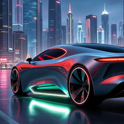 A sleek and stylish futuristic car with a streamlined design, featuring cutting-edge technology