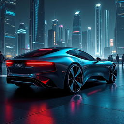 A sleek and stylish futuristic car with a streamlined design, featuring cutting-edge technology