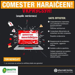 Dynamic informational poster focused on computer security with Russian text