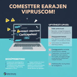 Dynamic informational poster focused on computer security with Russian text