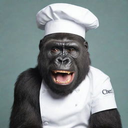 Cartoon-style gorilla, playfully tagged as 'Monke', wearing a chef's hat