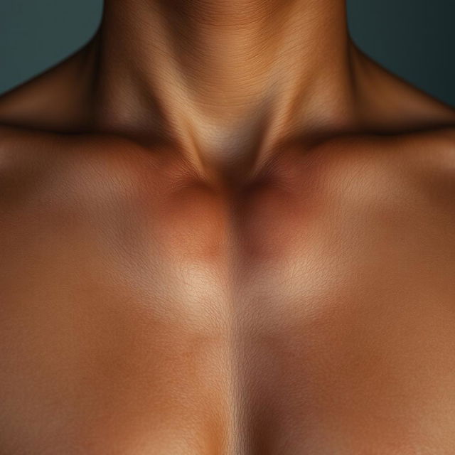 A close-up artistic depiction of a human chest focusing on aesthetically striking black nipples, highlighted against a smooth skin texture