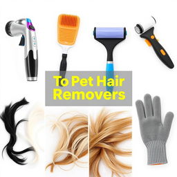 A collage image showcasing the top pet hair removers, each product displayed with vivid detail