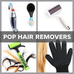 A collage image showcasing the top pet hair removers, each product displayed with vivid detail