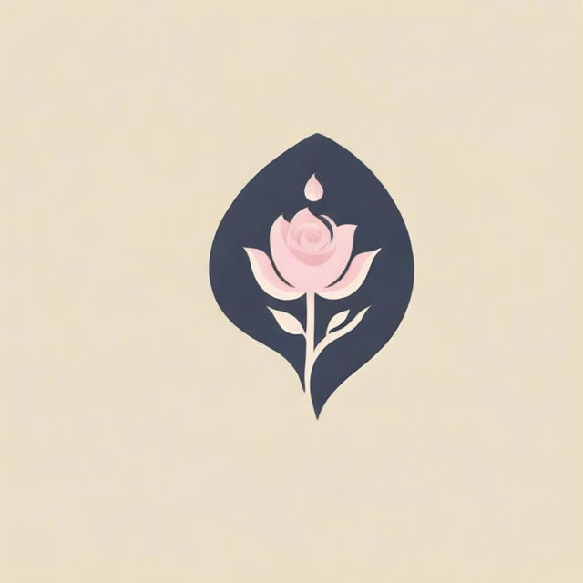 A logo featuring a hand made of flame, gently holding a delicate pink rose.