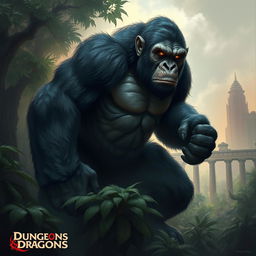 A depiction of a giant ape in a fantasy setting, inspired by Dungeons & Dragons