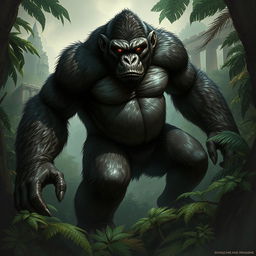 A depiction of a giant ape in a fantasy setting, inspired by Dungeons & Dragons