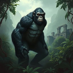 A depiction of a giant ape in a fantasy setting, inspired by Dungeons & Dragons