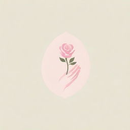 A logo featuring a hand made of flame, gently holding a delicate pink rose.