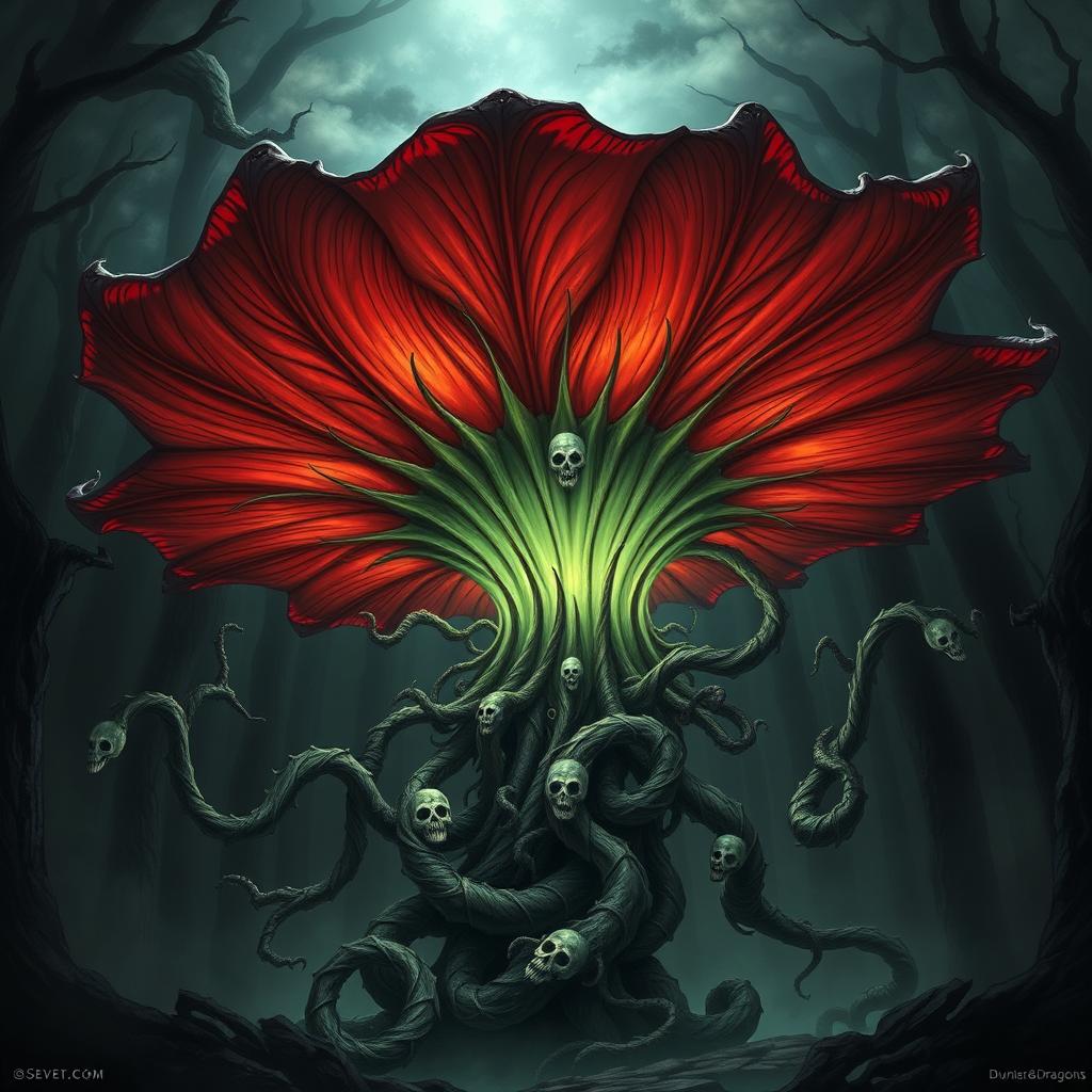 A sinister depiction of an evil corpse flower inspired by Dungeons & Dragons