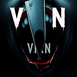 Design a movie poster for the slasher film "VIXN" featuring a central image of a screaming mouth