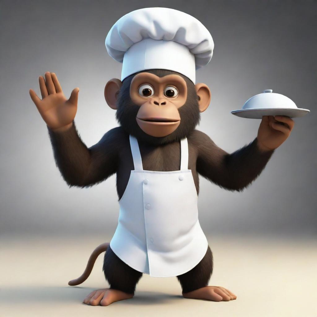 A cartoon rendition of a monkey from the VR game Gorilla Tag wearing a chef's hat