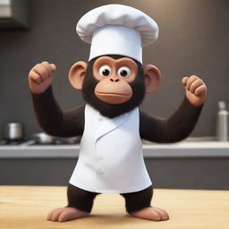 A cartoon rendition of a monkey from the VR game Gorilla Tag wearing a chef's hat