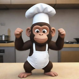 A cartoon rendition of a monkey from the VR game Gorilla Tag wearing a chef's hat