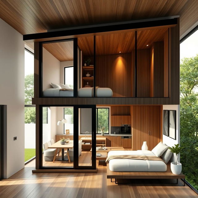 Design of a modern, efficient house for a 55-square-yard area