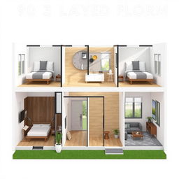 Design of a modern house plan for a 90-square-yard plot, featuring three spacious bedrooms with built-in storage, including one en-suite bathroom for privacy and convenience